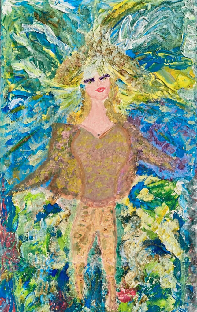 **Sa Majesté, le Bonheur,** Elle vient de loin, de temps anciens. Vieille âme voyageuse, elle porte en elle la trace des mondes traversés, des vies vécues, des couleurs rencontrées. Les époques passent, les paysages changent, les histoires la traversent