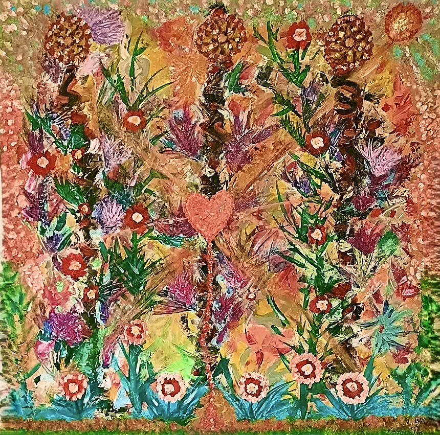 **L'été éclate dans un foisonnement de couleurs.** Tout tourbillonne, tout s'anime. La lumière, le mouvement, la matière… Un joyeux tohu-bohu où la vie semble danser sans retenue. Et pourtant, au milieu de cette profusion, quelque chose attire soudain le r